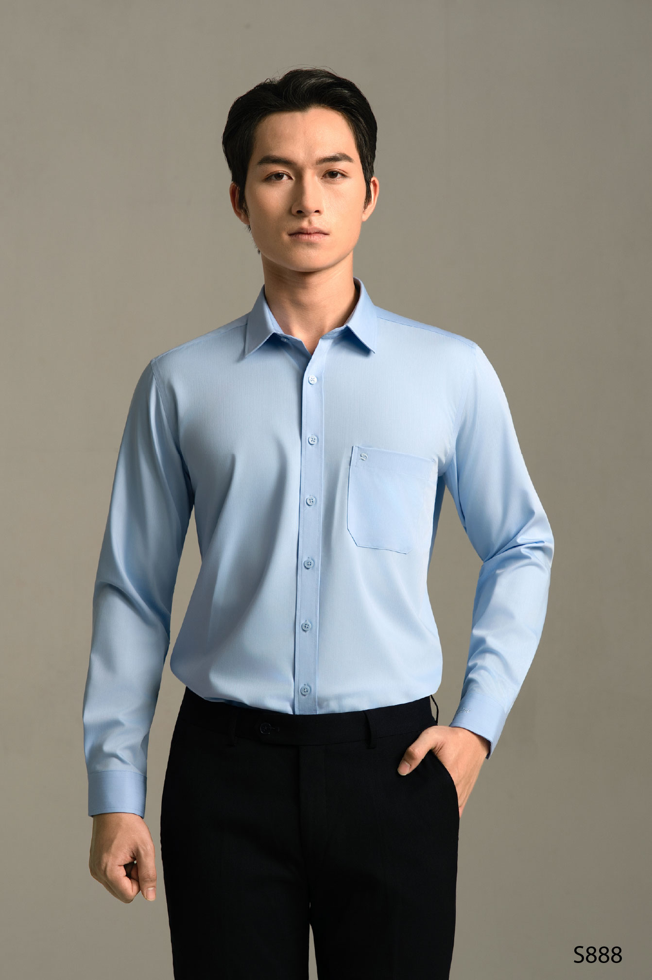 Sơ mi dài tay nam cao cấp Santino màu xanh | S888